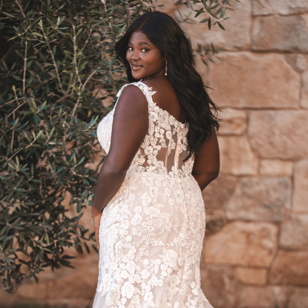 Plus Size Model wearing white wedding dress